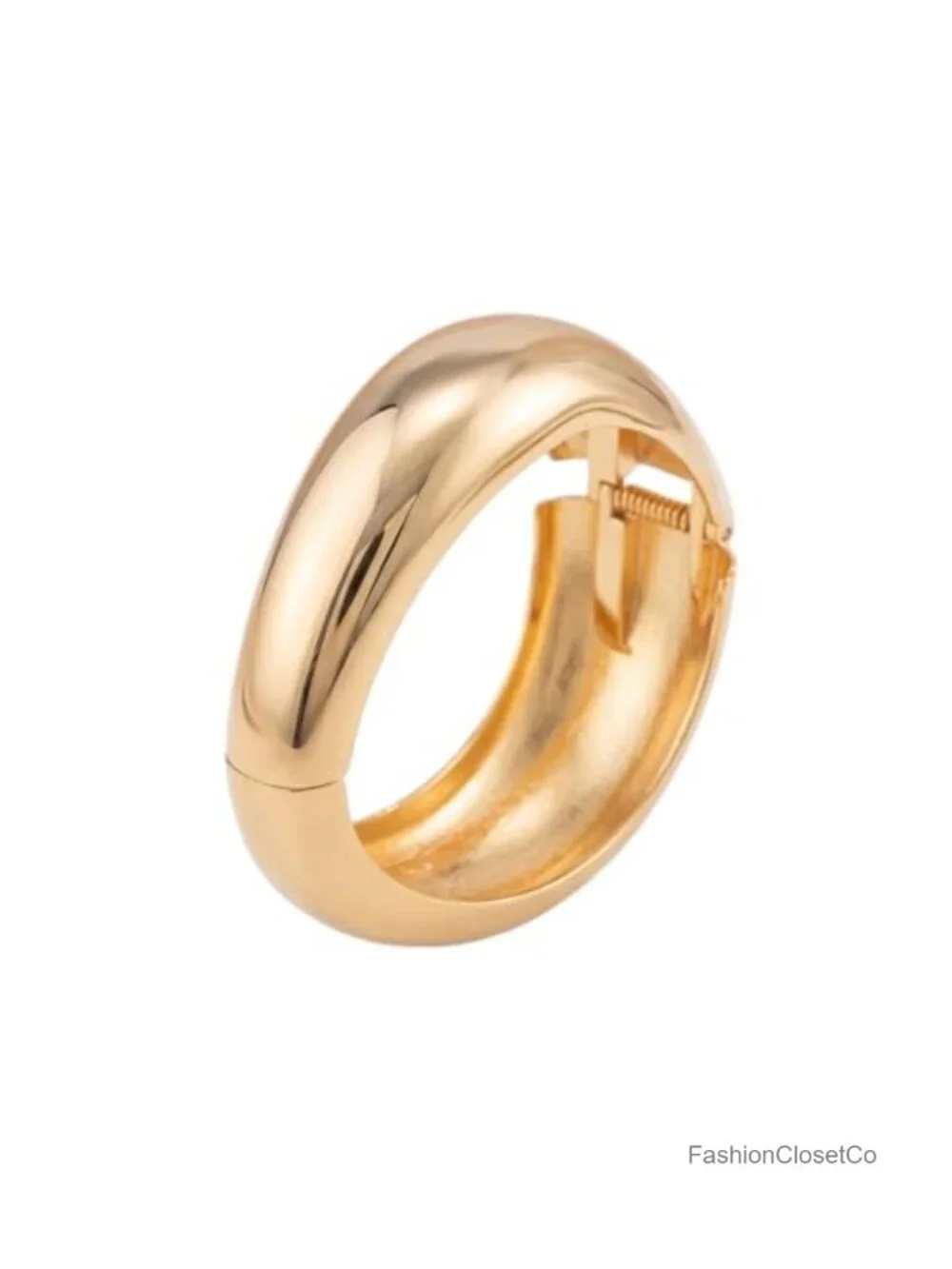 Wide Chunky Statement Cuff Bangle Bracelet - 18K Gold Plated Hypoallergenic